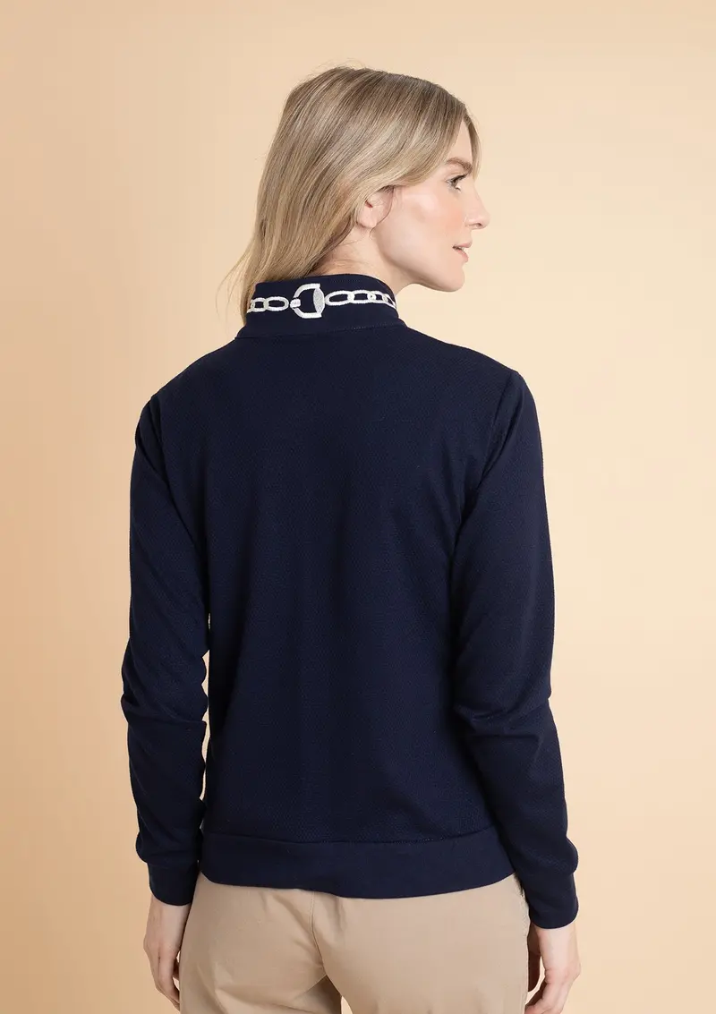 Harmonia Embroidered Zip-Up Jacket | Navy 6