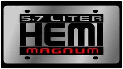 Hemi 5.7 Liter Stainless Steel License Plate (Chrome) 1