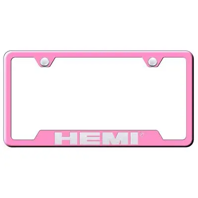 Hemi Laser Etched Logo Cut-Out License Plate Frame (Pink) 1