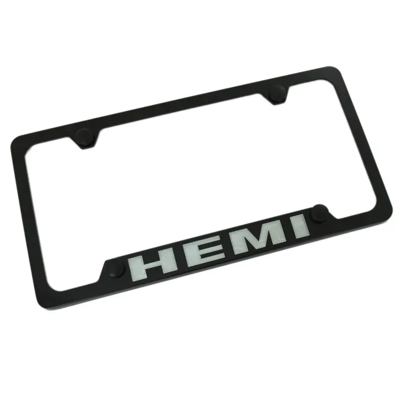 Hemi Logo License Plate Frame With 4 Holes (Black) 1