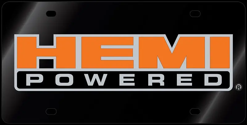 Hemi Powered Logo License Plate (Black) 1