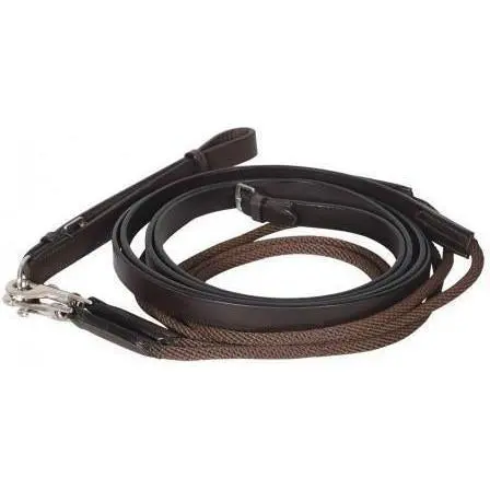 Henri De Rivel Draw Reins - Rounded Nylon / Leather Snap, 108" Each Side 1