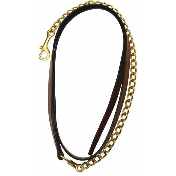 Henri De Rivel Pro Collection Leather Lead With 24" Solid Brass Chain 1