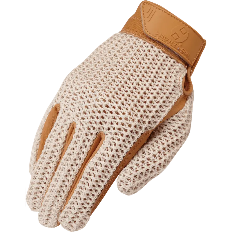 Heritage Crochet Riding Glove-Tan 1