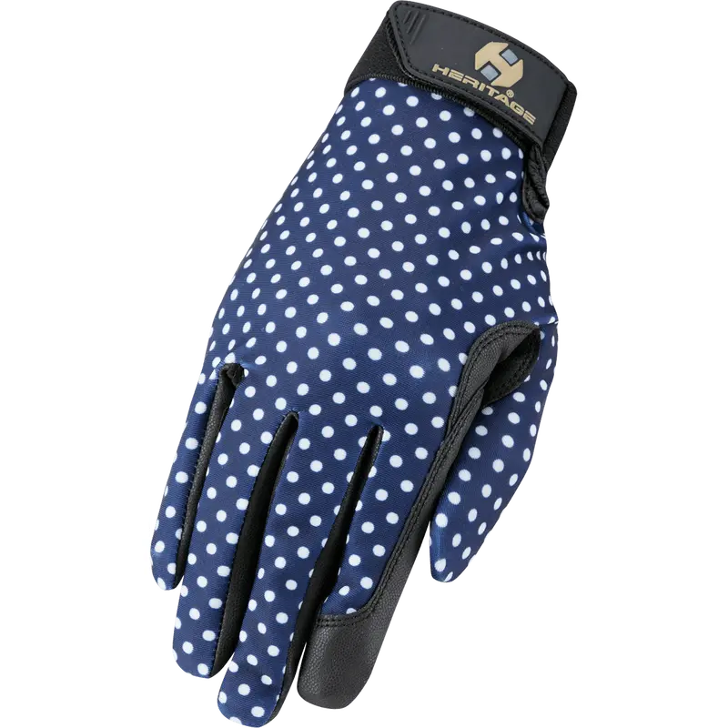 Heritage Performance Glove-Navy Polka Dots 1