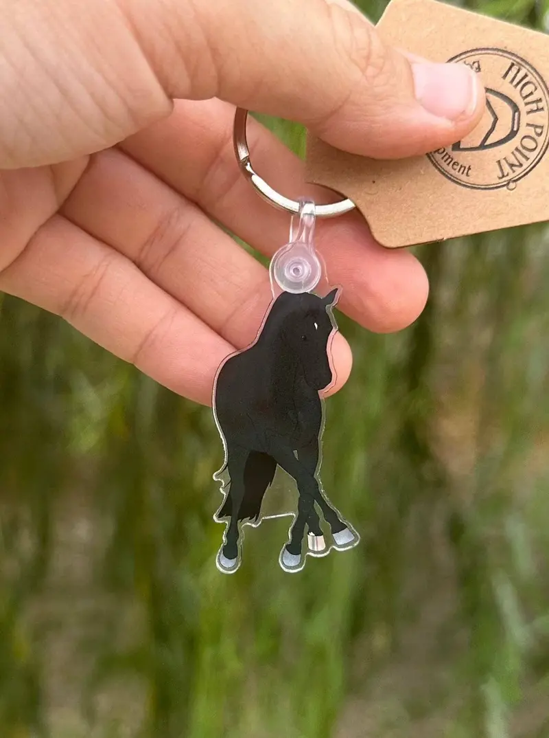 High Point Equestrian Equipment - Dressage Horse Keychain: Black 1