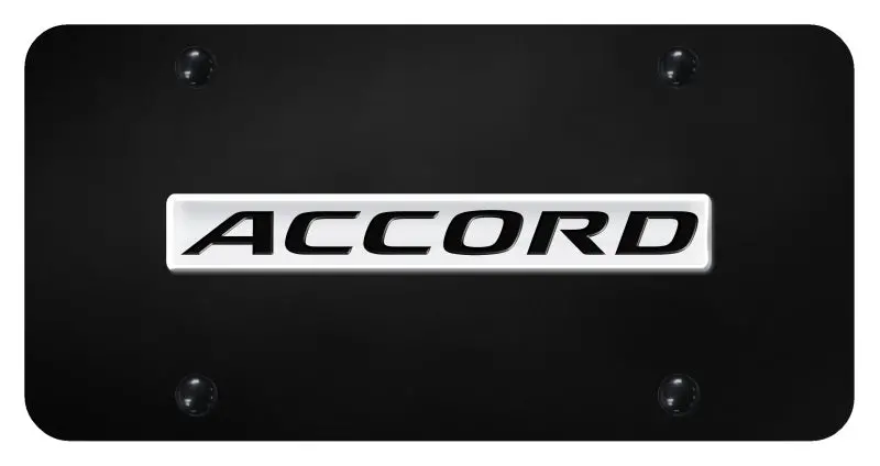Honda Accord Badge License Plate (Chrome On Black) 1