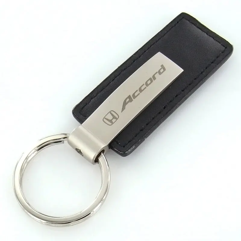 Honda Accord Rectangular Leather Key Chain (Black) 1