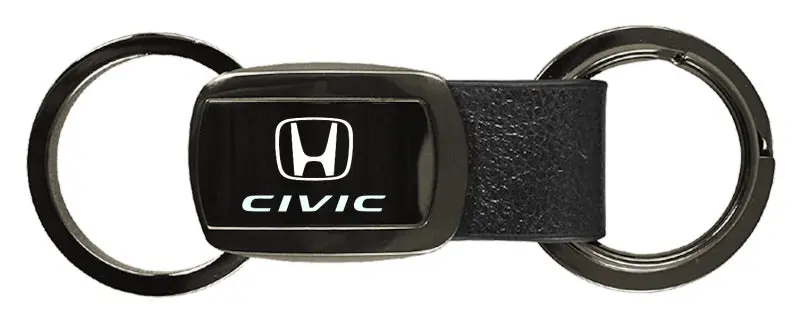 Honda Civic Double Valet Leather Key Fob (Gun Metal) 1