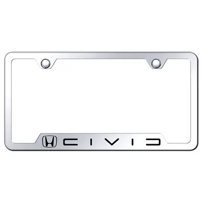 Honda Civic Reverse C Laser Etched Logo Cut-Out License Plate Frame (Chrome) 1
