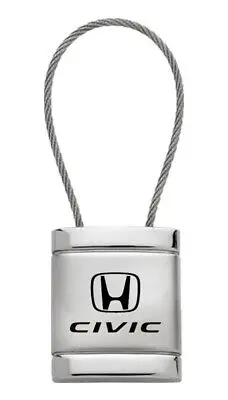 Honda Civic Satin Chrome Cable Key Ring (Silver) 1