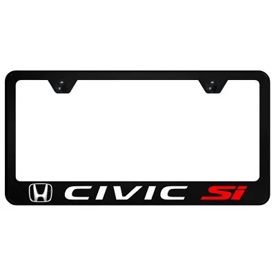 Honda Civic Si Uv Print Polycarbonate License Plate Frame (Black) 1