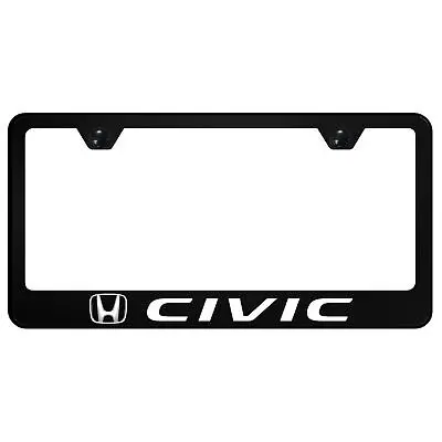 Honda Civic Uv Print Polycarbonate License Plate Frame (Black) 1