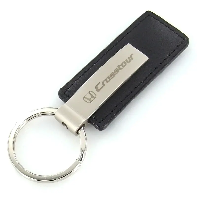 Honda Crosstour Rectangular Leather Key Chain (Black) 1