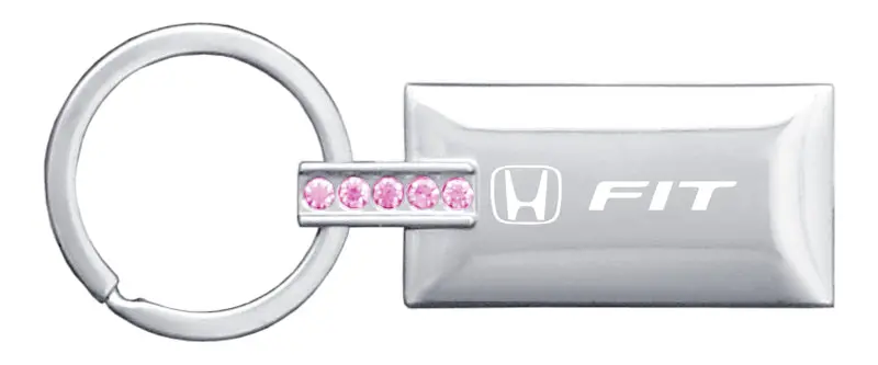 Honda Fit Jeweled Rectangular Key Ring (Pink) 1