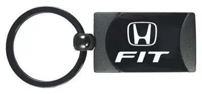 Honda Fit Two-Tone Rectangular Key Chain (Gun Metal) 1
