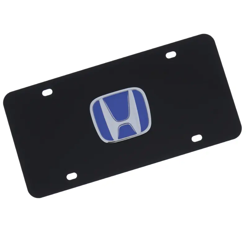 Honda Logo License Plate (Blue On Black) 1
