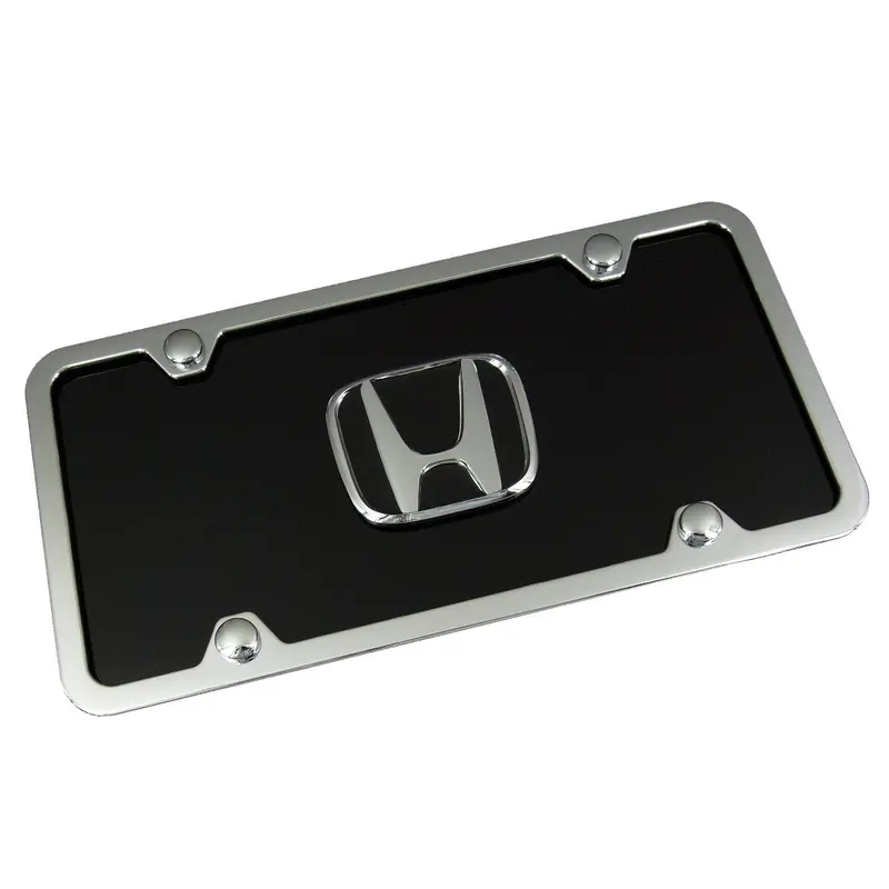Honda Logo License Plate Kit (Chrome On Black) 1