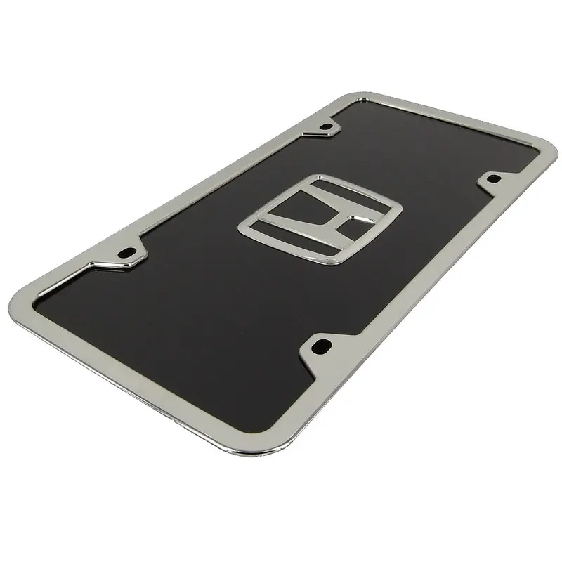 Honda Logo License Plate Kit (Chrome On Black) 2