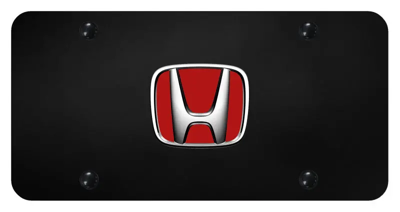 Honda Logo License Plate (Red On Black) 1