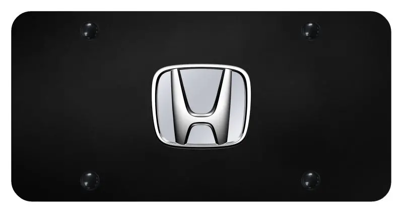 Honda Logo License Plate (Silver On Black) 1
