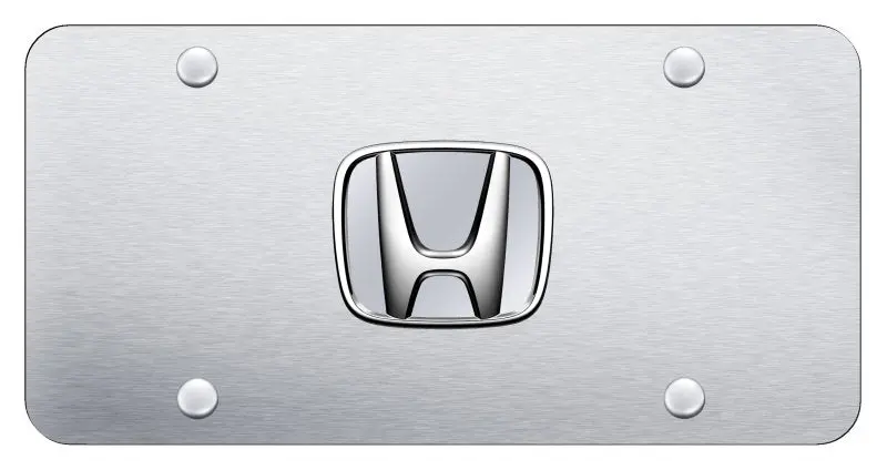Honda Logo License Plate (Silver On Chrome) 1