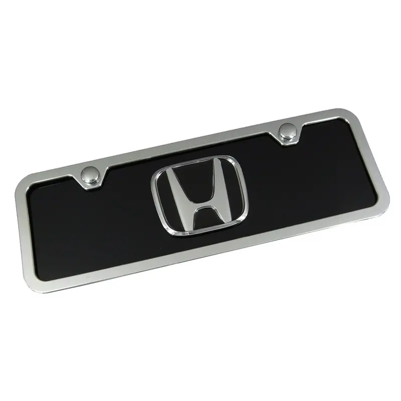 Honda Logo Mini License Plate Kit (Chrome On Black) 1
