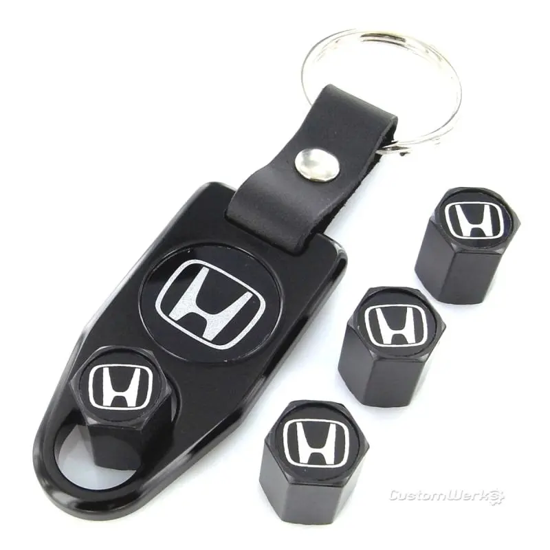 Honda Logo Tire Stem Valve Caps  Wrench Gift Set  (Black) 1