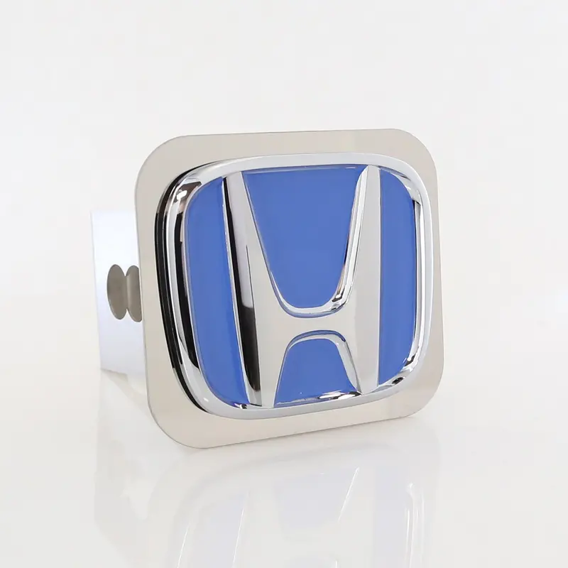Honda Logo Tow Trailer Hitch Cover Plug (Blue On Chrome) 1
