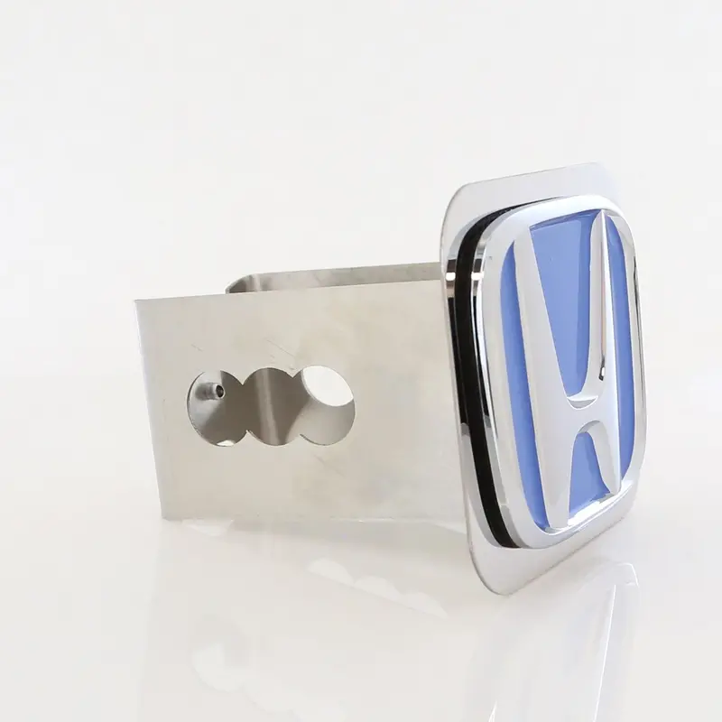 Honda Logo Tow Trailer Hitch Cover Plug (Blue On Chrome) 2