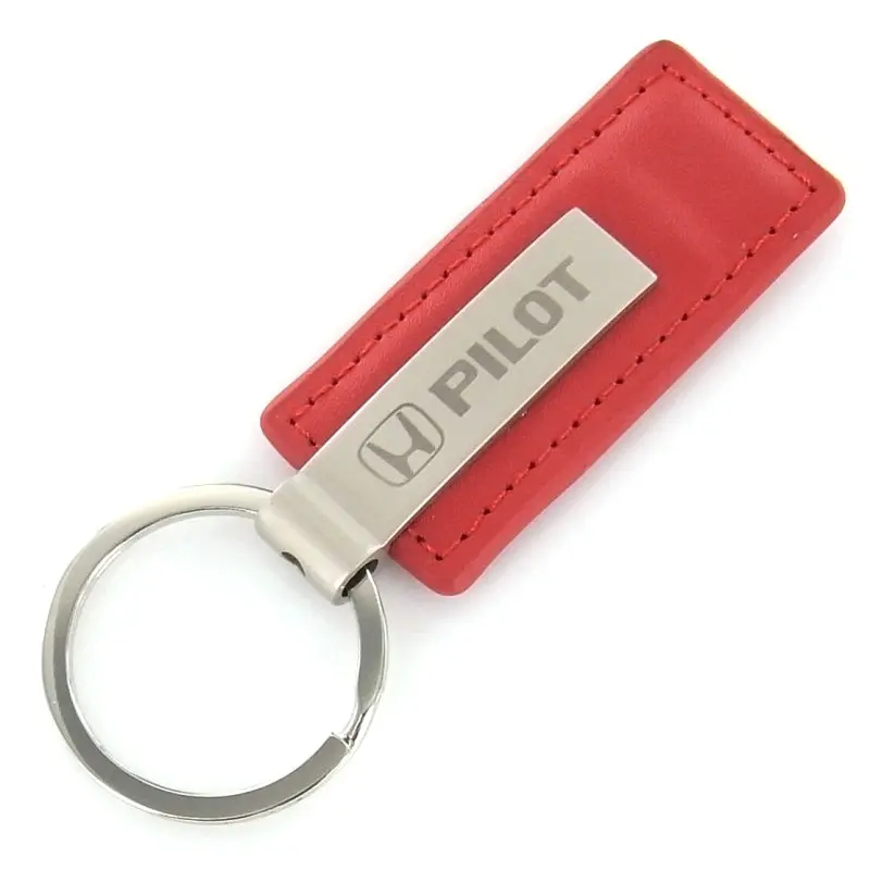 Honda Pilot Rectangular Leather Key Chain (Red) 1