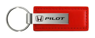 Honda Pilot Rectangular Leather Key Chain (Red) 1
