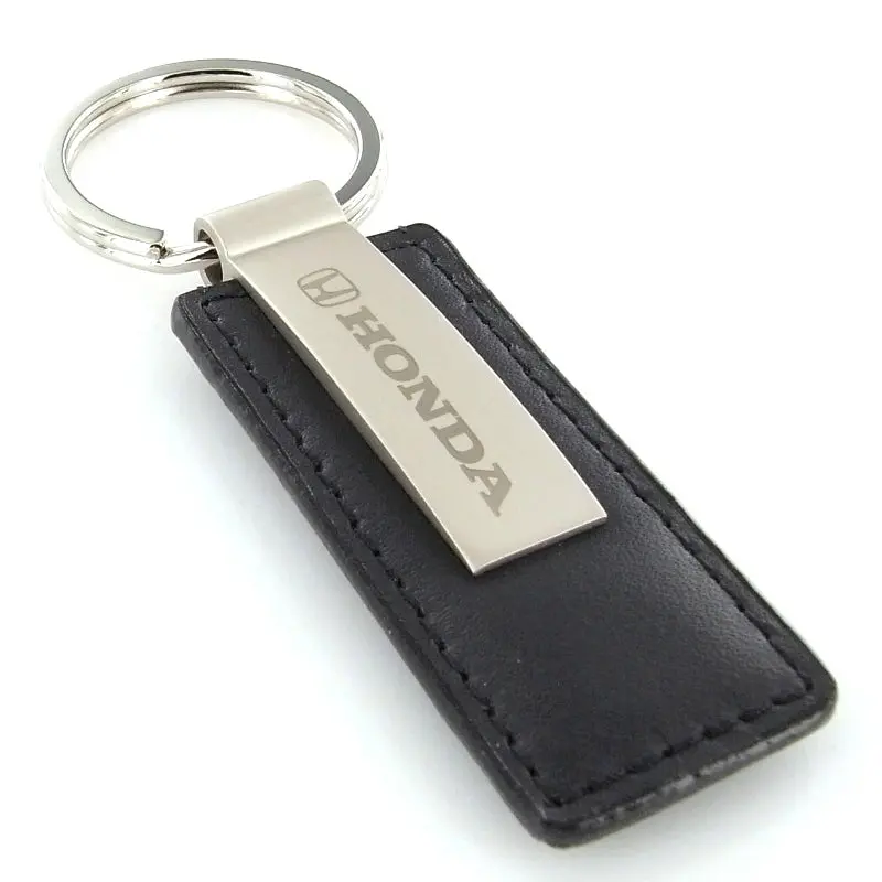 Honda Rectangular Leather Key Chain (Black) 2