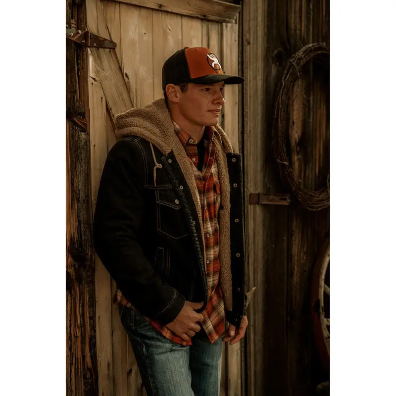 Hooey Men's Black Denim Hooded Jacket 1