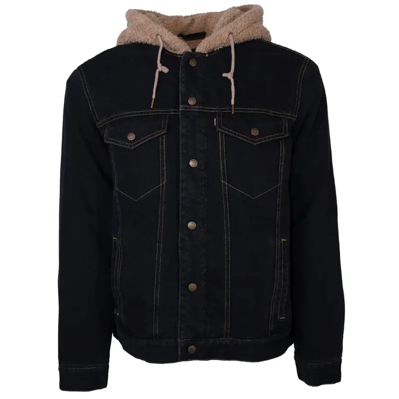 Hooey Men's Black Denim Hooded Jacket 2