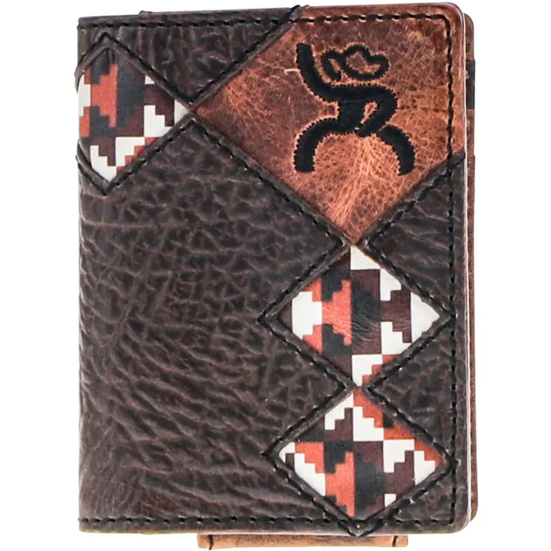 Hooey Tahonta Brown And Tan Diamond Patchwork Bifold Money Clip 1
