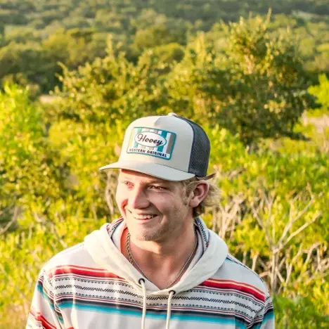 Hooey Tan And Charcoal Sudan Hat With Tan And Blue Patch 1