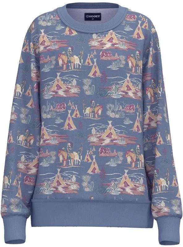 Hooey Women's Blue Stallian Pattern Stallion Pullover 1