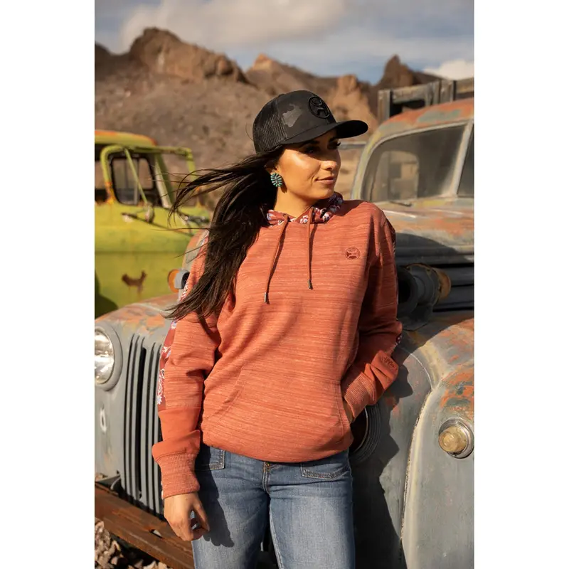 Hooey Women's Marsala And Floral Print Canyon Hoodie 1