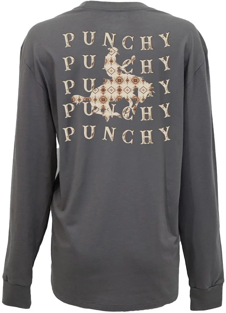 Hooey Women's Steel Grey Mustang Long Sleeve Tee 1