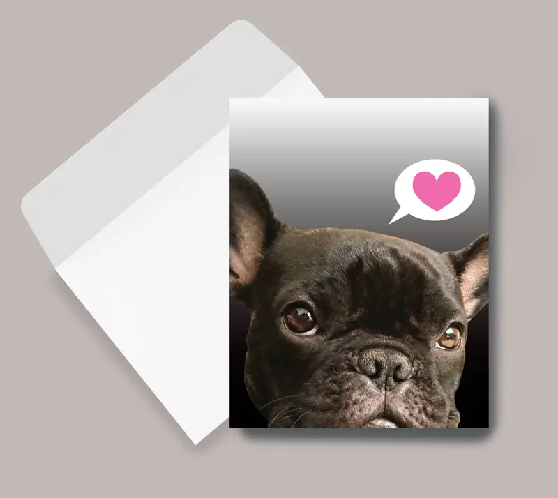 Horse Hollow Press - Frenchie Bull Dog Funny Birthday Card: <Heart> 1