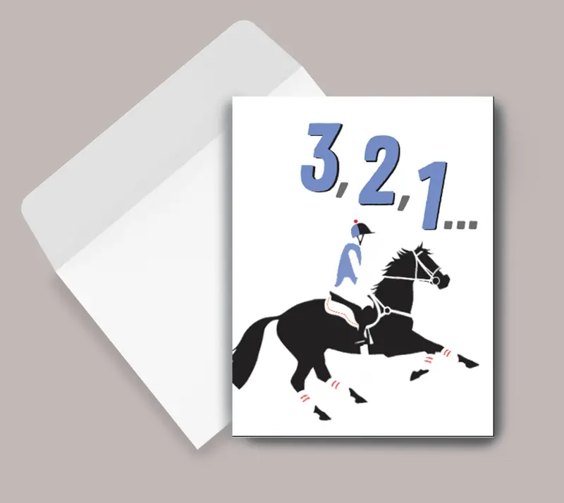 Horse Hollow Press - Horse Birthday Card: Eventer 3, 2, 1 1