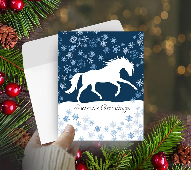 Horse Hollow Press - Horse Christmas Card / Horse & Snow / Holiday Greeting Card 1