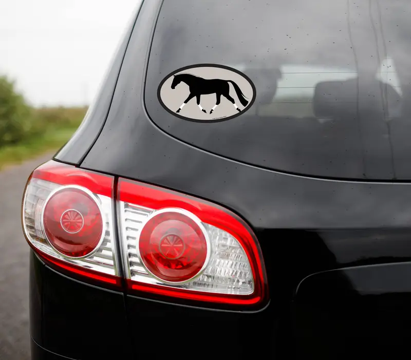 Horse Hollow Press | Pretty Snarky Equestrian Cards|Stickers - Oval Equestrian Horse Sticker / Swingy Trot / Waterproof 1