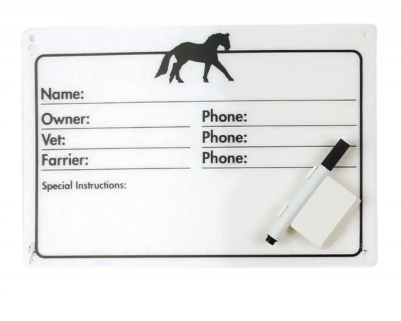 Horse Info Stall Plaque W/ Dry Erase Pen 1