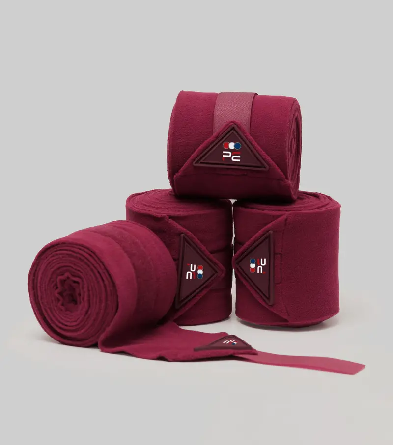 Horse Polo Fleece Bandages Burgundy 1