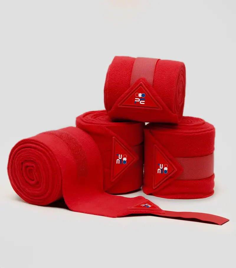Horse Polo Fleece Bandages Red 1