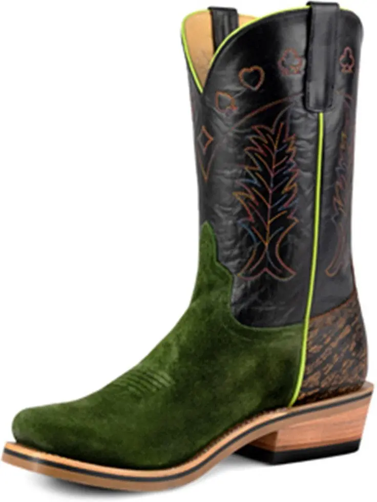 Horse Power Black Flynn Military Green Suede Boot 1