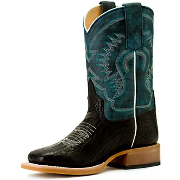 Horse Power Kid's Black Bullhide With Aqua Monet Boot 1