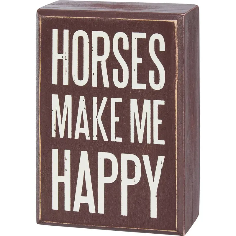 Horses Make Me Happy Box Sign And Sock Set 1